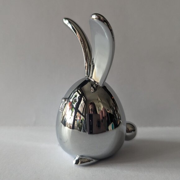 Umbra Squiggy Bunny Rabbit Ring Holder Cast Metal Chrome Jewellery Stand - Picture 3 of 9
